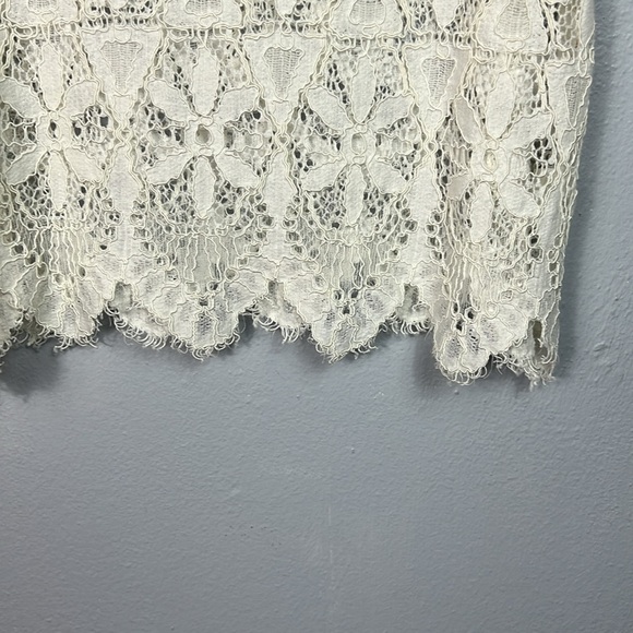 Anthropologie Deletta Floral Lace Sheer Cream Crop Tank Top Medium - Picture 3 of 5